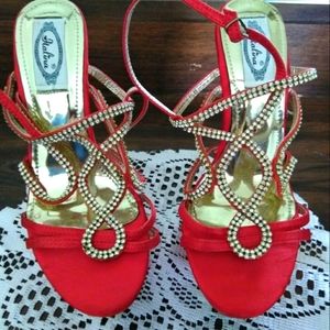 Red and Gold Platform 6 inch heels.